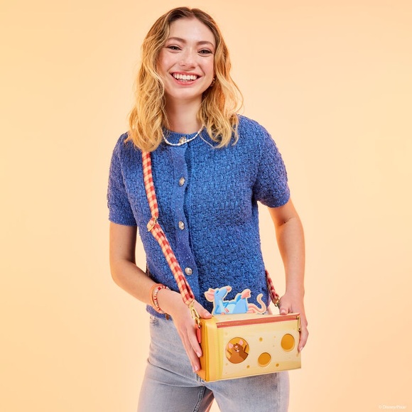 Loungefly Disney Pixar Cheese Wedge Ratatouille Crossbody Purse - Picture 4 of 7